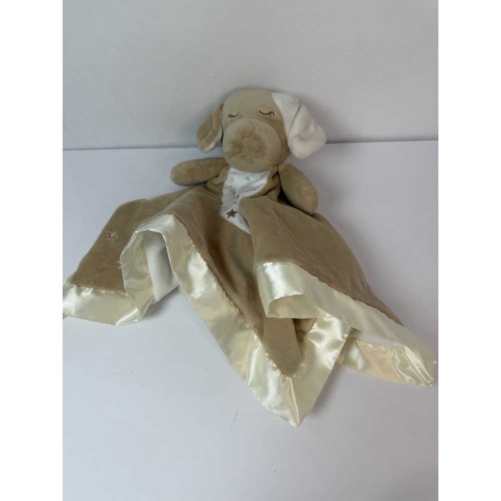 Douglas Baby Brown Puppy Dog Security Blanket Lovey Stars Tail Satin Cuddle Toys